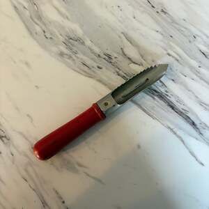 Vintage A&J Red Wood Handle Potato Peeler and Corer